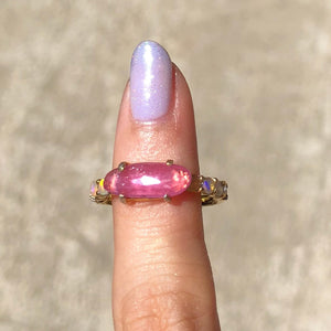 Rose cut candy ruby × opal ring